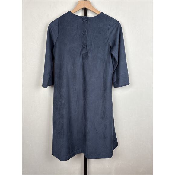 NEW Gretchen Scott Button Back Swing Dress Women's Small Ultra Suede Navy Preppy - Picture 5 of 10